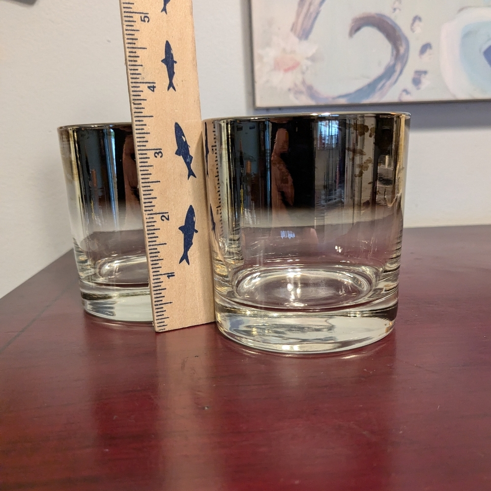 Dorothy Thorpe Silver Fade Whiskey Low Ball Glasses Bar Man Cave Cocktails